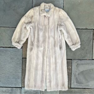 Vintage 80s Pastel Cream Mink Full Length Fur Coat